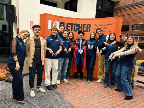 MATA ’26 students mark the Fletcher stage of their transatlantic journey with Academic Dean Daniel Drezner